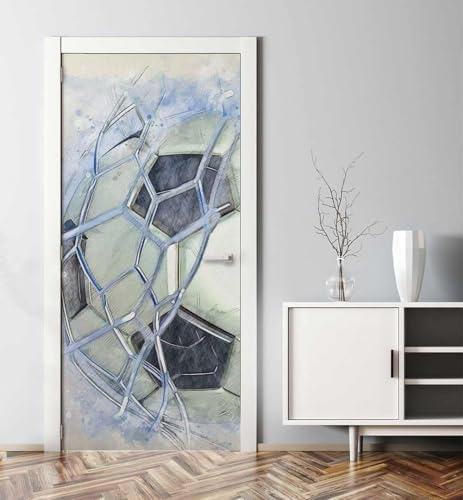 Pegatinas para Puertas de Fútbol Americano Door Stickers 3D Adhesivo Vinilo Pegatina Puerta Portería Murales Póster Decorativas de Pared Mural Papel Pintado 100x210 cm a/1709