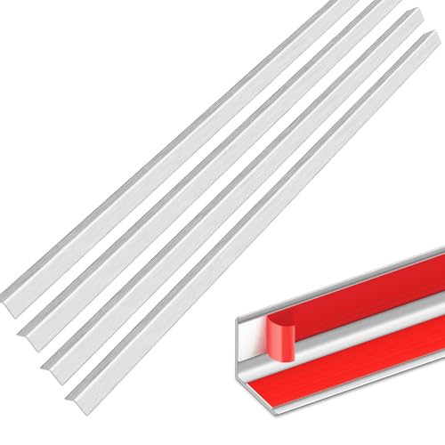 Image of 5pcs 57 inch L*1.42 inch W Aluminum Self-Adhesive Wall Corner Protectors, Wall Furniture Bumper, Safety Baby Proofing Corner Cushion Table Edge, Wide Coverage and Easy to Install - Silver