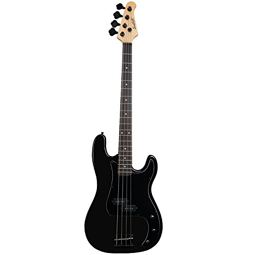 Sawtooth EP Series Electric Bass Guitar, Satin Black w/Black Pickguard