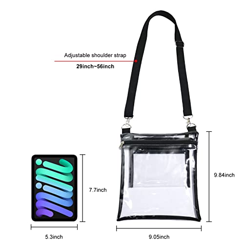 Zwish Clear Bag Stadium Approved Purse, Stadium Approved Clear Bags For Women Men-Transparent Plastic Security Messenger Crossbody Bag For Concert ，Sports Event，Ballpark. #TOP2