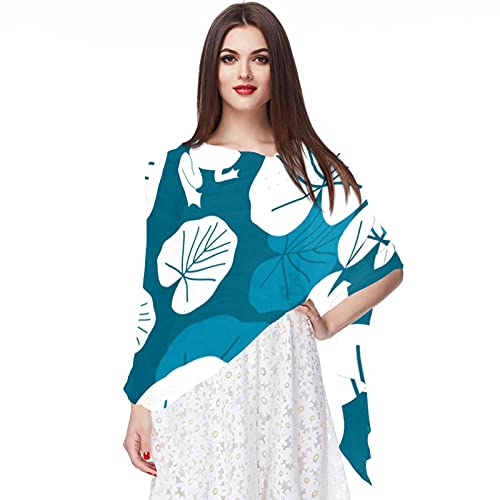 Foulard en mousseline de soie pour femme bleu et multicolore à motifs