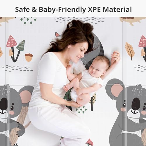 Image of PIGLOG Foldable Baby Play Mat for Floor, Baby Floor Mat for Crawling, Reversible Waterproof & Non-Toxic Baby Foam Playmat, Baby Play Mat for Babies, Infants & Toddlers 6-12 Months