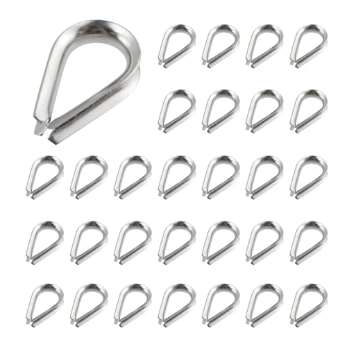 Antrader M5 Stainless Steel Thimble for 3/16" Diameter Wire Rope Cable Thimbles Rigging,30 Pack (Silver)
