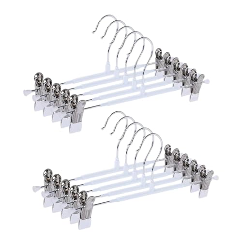Universalbügel mit Clips, 10 Stück, 30 cm, Metall-Kleiderbügel für Hosen und Röcke, Platzsparend (Weiß)