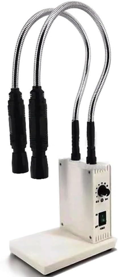 Microscope Accessories Kit Single 10W / Dual 20W White 6500K LED Gooseneck Industrial Microscope Light Lamp with Base Plate/Clip Lock Microscope Slides(Dual 20W Base)
