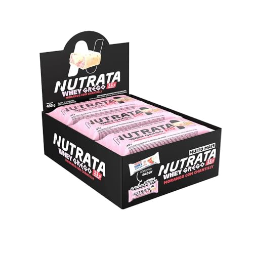 Whey Grego Bar Morango C/Chantilly Display 12 Unidades 480g