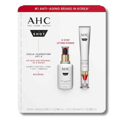 AHC Pro Shot Colla Juvenation Lift 4 Anti Aging Face Serum and Eye Cream Set Reduce Wrinkles and Firm Skin Care Anti-Wrinkle Retinol Pore Tightening 4 Collagen + 4 Peptides 1.35 oz + 1 oz