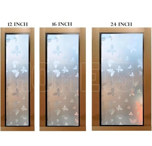 Image of HOME13 Frosted Glass Film Window Privacy Film Decoartive Window Film Heat Control Glass Sticker for Home & Office (24 x 96 Inch, Butterfly)