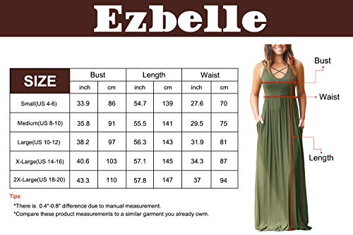 Ezbelle Women's Sleeveless Racerback Maxi Dresses With Pockets Plain Loose Casual High Waisted Long Dresses Acid Blue Small #TOP3