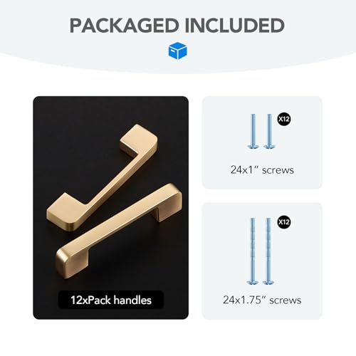 HOME EDIT Brushed Brass Cabinet Pulls 3-3/4 Inch Hole Spacing Wide Base Kitchen Cabinet Handles for Drawers 12 Pack by HOME EDIT - Image 8
