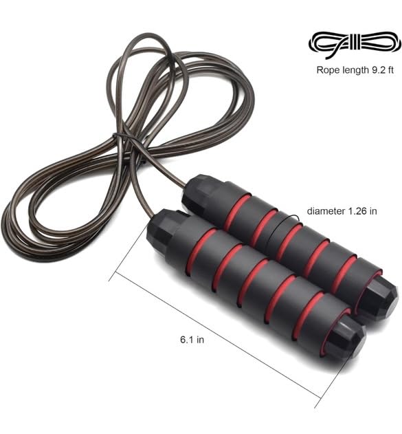 PGM Skipping Rope with Ball Bearings Rapid Speed Adjustable Jump Rope Cable and 6” Memory Foam Handles Ideal for Aerobic Exercise Like Speed Training, Extreme Jumping, Endurance Training and Gym