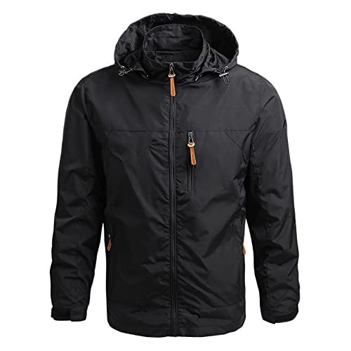casaco masculino casaco de inverno com capuz corta-vento quente e à prova de vento (Preto,3XG)