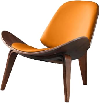 Living Room Chair - Mid-Century Modern Tripod Leather Single Sided Accent Chair - Decorative Classic Design Lounge Chair D