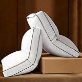 AQUZIN Goose Feather Down Pillow King Size Set of 2, Down Surrounded Hotel Collection Bed Pillows for Sleeping with Gusset, 2 Pack, Fluffy Plush for Side, Back Sleepers 20x36 in.