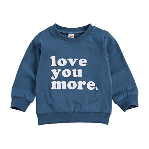 Toddler Baby Boy Girl Valentine 's Day Sweatshirt Love You More Pullover Tops Casual Unisex Baby Clothes - blue - 3-4 Years Cover