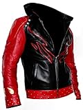 Leder Fashions Men's Tekken 7 Classic Black & Red Genuine Leather Jin Kazama Cosplay Hooded Jacket
