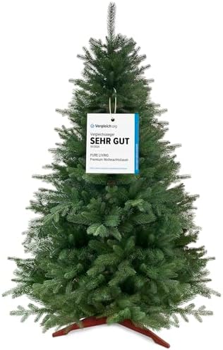 Weihnachtsbaum künstlich 180cm 100% PE Spritzguss - TESTSIEGER - Naturgetreu, dichte Zweige, Künstlicher Weihnachtsbaum mit Holzständer und Aufbewahrungstasche – Tannenbaum künstli