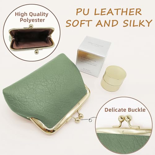 Image of 2pcs Coin Purse Small Size Pu Leather Elegant Change Pouch with Metal Kiss Lock Clasp Mini Cute Vintage Snap Closure Wallet Clutch Purse Bulk for Women Ladies Girls Men Childs Kids,