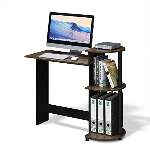 Image of Furinno COMPACT Desk, 28.5 inch Wide Gaming Desk with Shelves, Computer Desk with Book Shelf, Office Desk for Home Office, Study Room, Dorm, Bedroom, Columbia Walnut