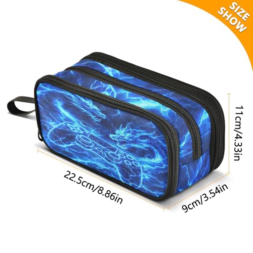 Image of Game Controller Lightning Dragon Large Capacity Pencil Case Box Boys Girls Big Stationery Pen Bag Organizer Pencil Pouch Zipper Compartments for School Office