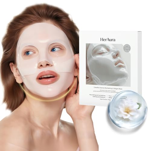Image of Collagen Face Mask Skin Care 5-Pack Camellia Sinensis and Prebiotic Gel Masks - Nourishing and Revitalizing for Glass Skin, Hydrating and Calming Radiance, 30g Each