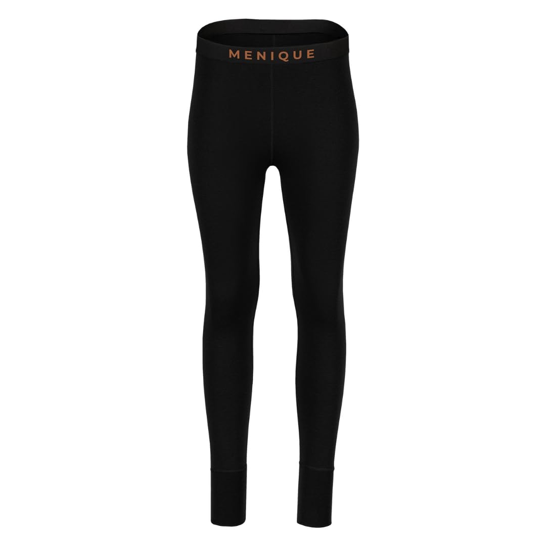 Menique - Leggings da donna per palestra e yoga, in lana merino di peso medio, con cintura Nero XL