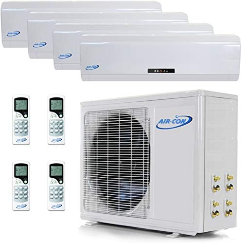 4 Zone Mini Split - 9000 + 12000 + 12000 + 12000 - Ductless Air Conditioner - Pre-Charged Quad Zone Mini Split - Premium Quality - USA Parts & Support