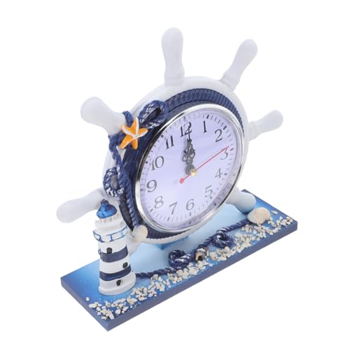 OSOLADY 1Pièce Horloge Nautique Silencieuse Modèle de Phare Décoration Artistique pour Bureau et Salon Ornements Ocean Style pour Ambiance de Vie