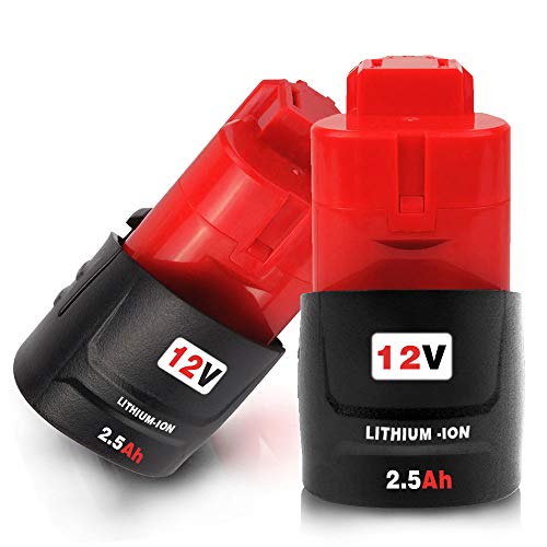 2Pack M 12 12V 2.5Ah Lithium-ion Replacement Battery for Milwaukee M 12 Battery,Compatible with Milwaukee Xc 48-11-2402 48-11-2411 48-11-2412 48-11-2420 48-11-2440 Tools