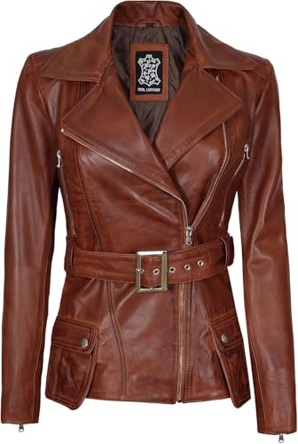Image of Blingsoul Womens Real Leather Jacket - Asymmetrical Leather Jackets for Women