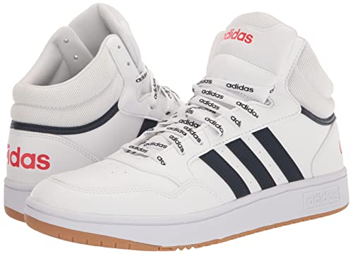 Adidas Men's Hoops 3.0 Mid Basketball Shoe, White/Ink/Vivid Red, 10.5 #TOP6