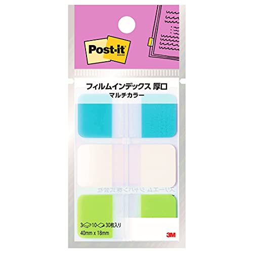 ポストイット フィルム 付箋 インデックス 見出し 厚口 マルチカラー 40×18mm 3色 10枚 686MC-4