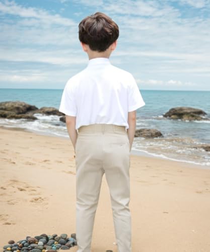 DYH Boys Linen Pants Lightweight Breathable Pants Casual Outfits with Elastic Waist4