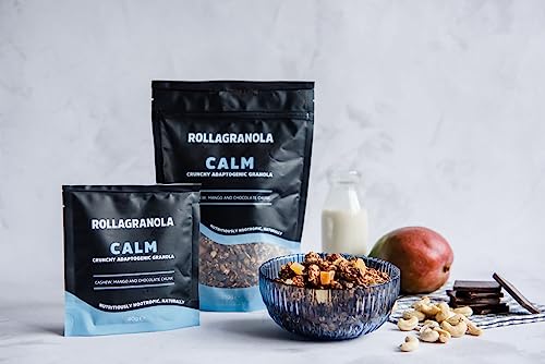 Rollagranola - Calm - Cashew, Mango & Chocolate Chunk Oat Granola 40g Serving. Gluten Free & Suitable For A Vegan Diet. Crunchy Adaptogenic Granola. Nutritiously Nootropic Naturally. - Image 3