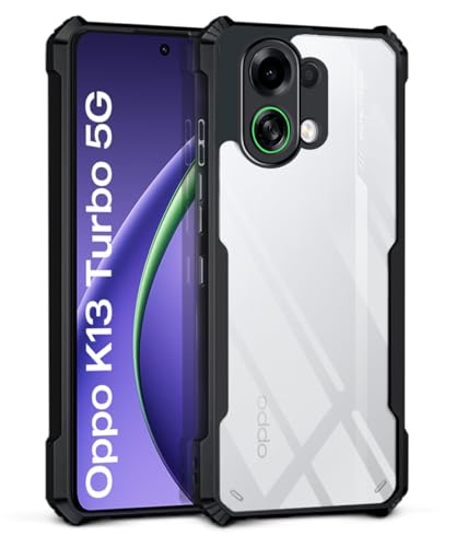 Image of WOW IMAGINE Shock Proof Clear Protective Back Case for Oppo K13 Turbo 5G | K13 Turbo Pro 5G - AirEDGE Technology | 360 Degree Camera Protection | Transparent Hybrid Back Case Mobile Cover - Black