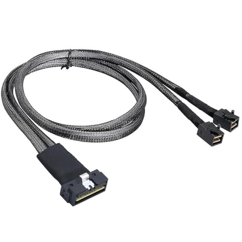 JMT PCIE Slimline LP Low Profile SFF-8654 8I to Dual SFF-8643 Cable 12G High-Speed Server Data Connection Cable (to 2* SFF-8643,50cm)