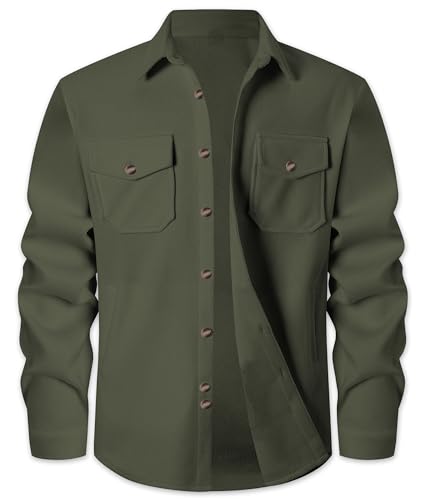 Image of Cromoncent Mens and Boys Flannel Shirt Jacket Casual Button Down Shacket