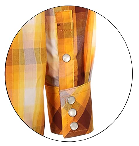 Image of Gioberti Boys Casual Western Plaid Long Sleeve Pearl Snaps Shirt