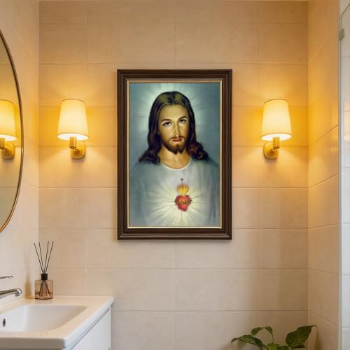 Toile Jésus Sacré-Cœur et Divine Miséricorde cadre 20x30cm