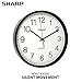 Sharp Wall Clock – Black, Silent Non Ticking 12 Inch Quality Quartz Battery Operated Round Easy to Read Home/Kitchen/Office/Classroom/School Clocks, Sweep Movement