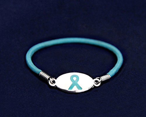 Teal Ribbon Awareness Stretch Wholesale Pack Bracelets - Teal Ribbon Bracelets for Sexual Assault, Rape, and Ovarian Cancer Awareness – Perfect for Support Groups and Fundraisers2