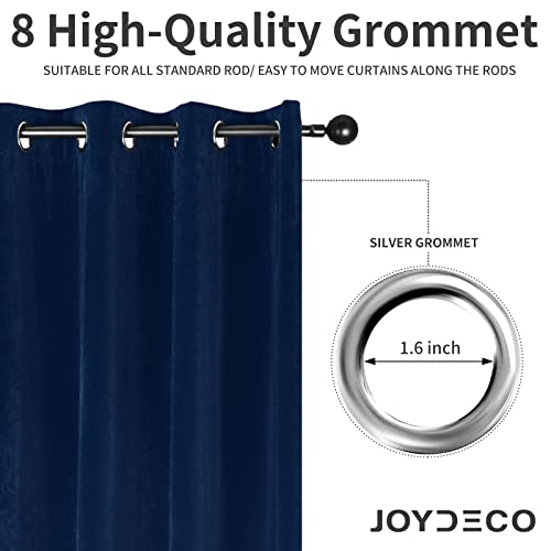 Joydeco Royal Blue Velvet Curtains 90 Inch Curtains, Luxury Grommet Blackout Curtain 2 Panels, Thermal Insulated Privacy Room Darkening Window Drapes For Bedroom Living Room Home Theatre (52Wx90L) #TOP1