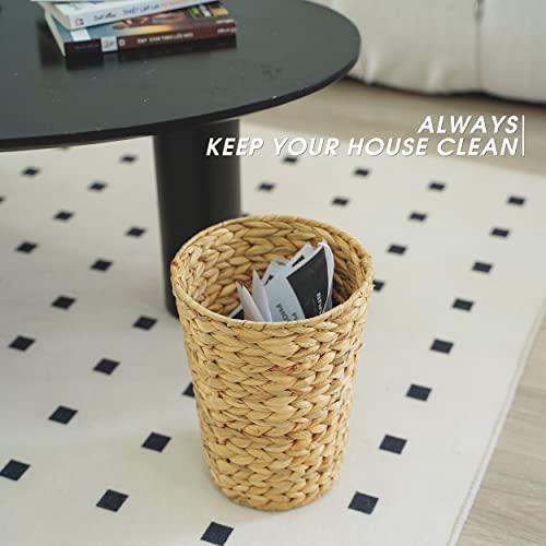 Manteiv Waste Basket Woven - Water Hyacinth Storage Rustic Boho Decor Basket - Home Office Paper Wastebasket Garbage Container Bin For Living Room Bedroom Bathroom Kitchen Set #TOP4