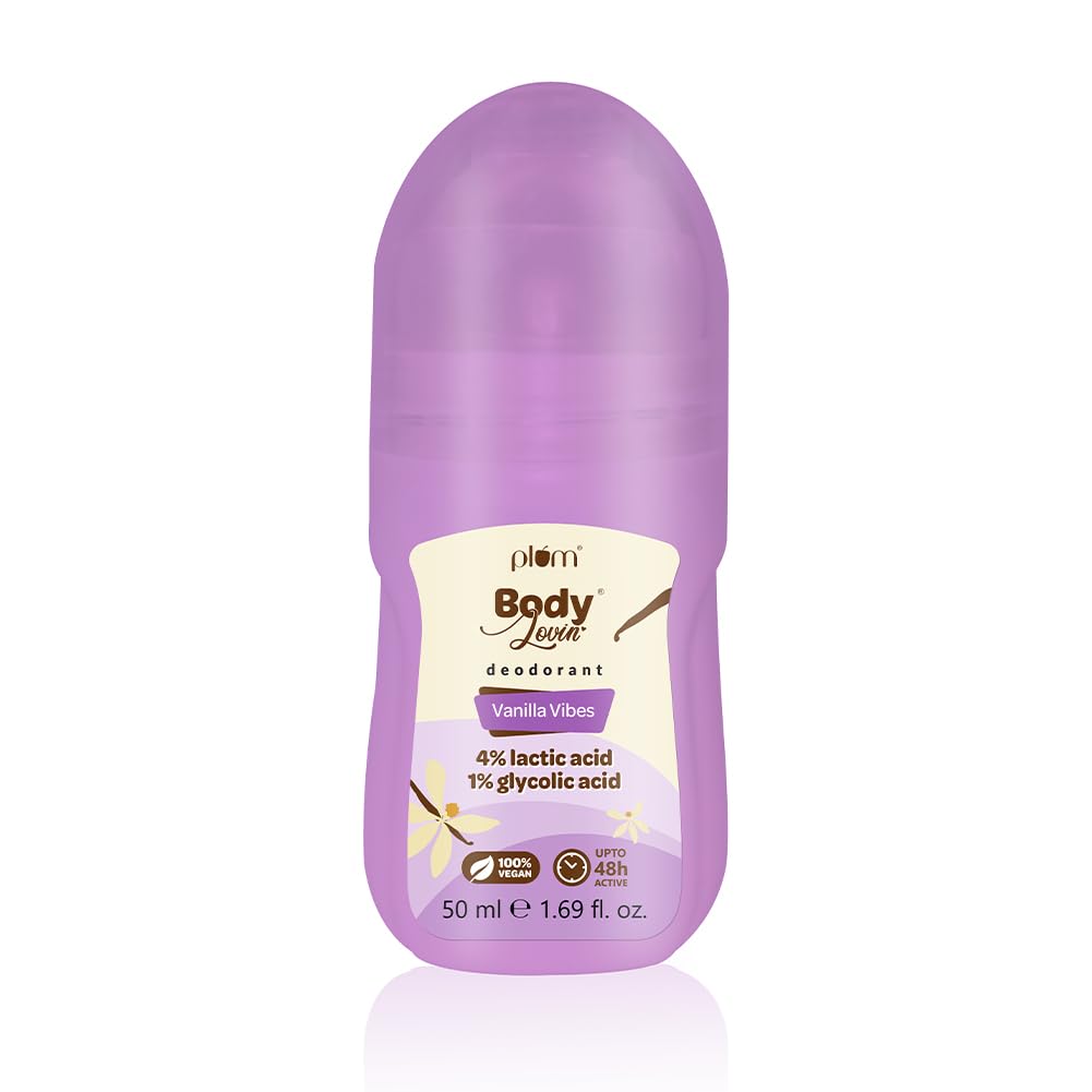 BodyLovin' Vanilla Vibes Underarm Roll On for Women | Last Up to 48H | 4% Lactic Acid & 1% Glycolic Acid | Controls Odor & Fades Underarm Darkness | Warm Vanilla Fragrance Underarm Roll On | 50ml