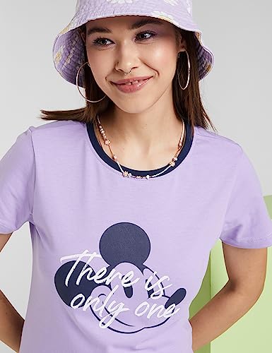 Image of Amazon Brand - Symbol Women's Graphic Cotton Half Sleeve Round Neck Regular Fit T-Shirt (Disney Assorted Prints) (Available in Plus Sizes)