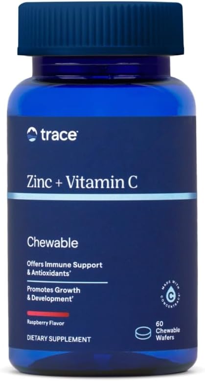 Trace Minerals Zinc Plus Vitamin C – Chewable Multivitamin for Enzyme Function & Healthy Growth Support – Vitamin & Mineral Supplement for Immune Health – Raspberry, 60 Chewable Wafers (60 Servings) Trace Minerals Zinc Plus Vitamin C – Chewable Multivitamin for Enzyme Function & Healthy Growth Support – Vitamin & Mineral Supplement for Immune Health – Raspberry, 60 Chewable Wafers (60 Servings)