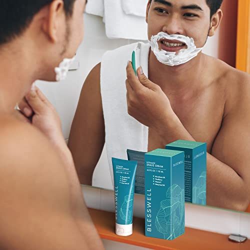 Blesswell Ultimate Shave Cream - Men's Energizing Shaving Cream - For All Skin Types - Skin Moisturizing, Smoothing, Cooling, Freshly Scented (2-Pack) #TOP5