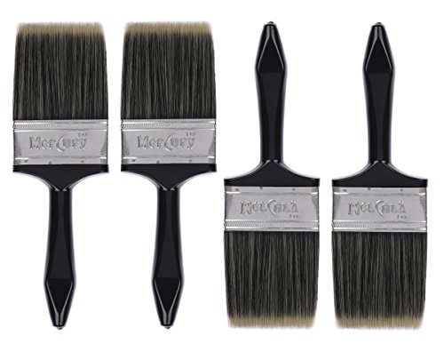 Mercury Brush Double Thickness Triple Boiled Nylon/Polyester Blend Round Bristles Paint Brush for All Application Type B, 4" x 4 Lion