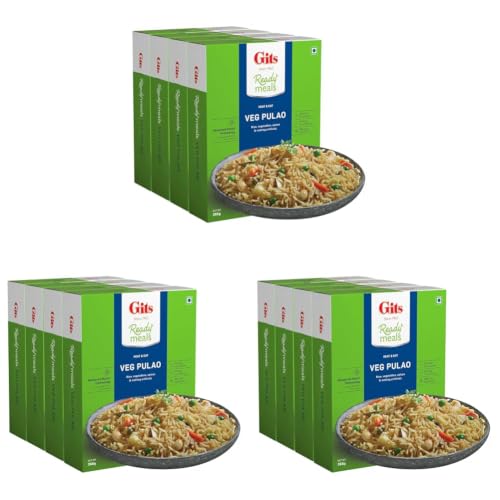 Image of Gits Ready to Eat Veg Pulao, Pure Veg Heat and Eat Rice Dish, 1060g (Pack of 12 X 265g Each)