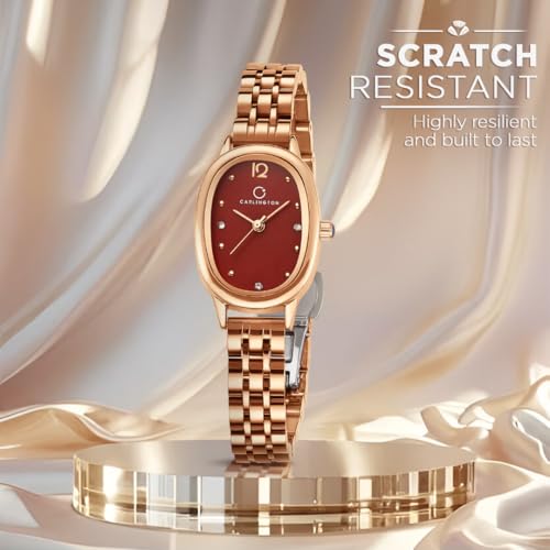 Image of Carlington Diva Series Analog Women Wrist Watches with Stainless Steel Chain Strap | Premium Fashion Watches for Ladies | CT - 105
